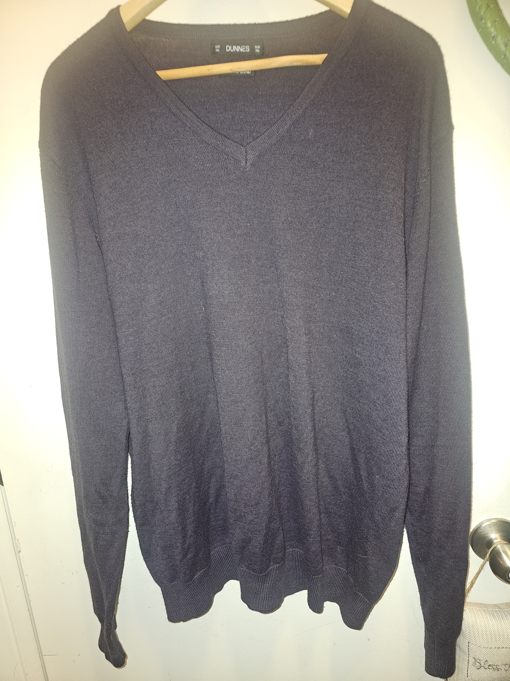 Dunnes Petrol Blue Merino Wool Blend V Neck Sweater XXL Indie Gorpcore Minimalis